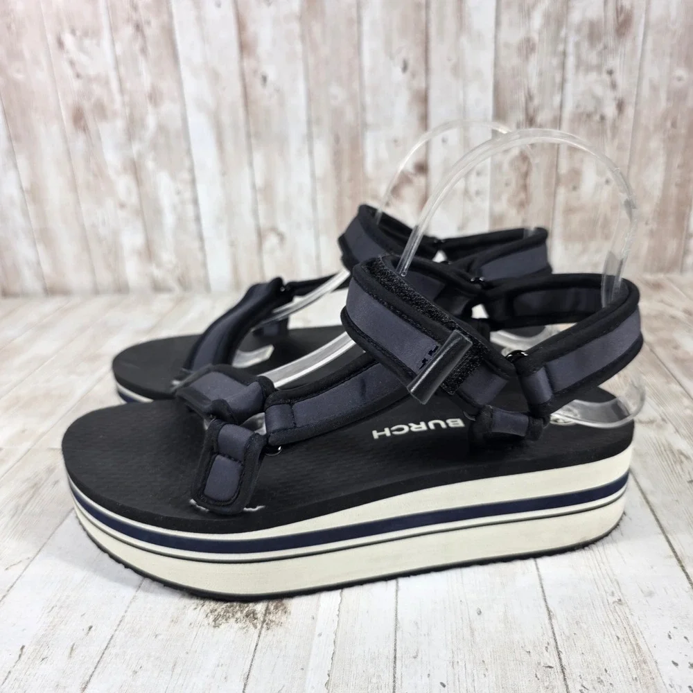 Tory Burch Womens Navy Black Striped Platform Sport‎ Sandals Size 9M Strappy